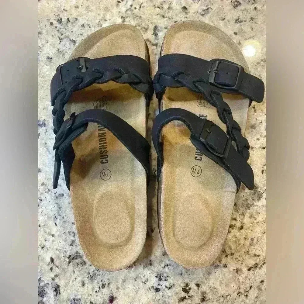 Cushionaire Women's Black Braided Sandals